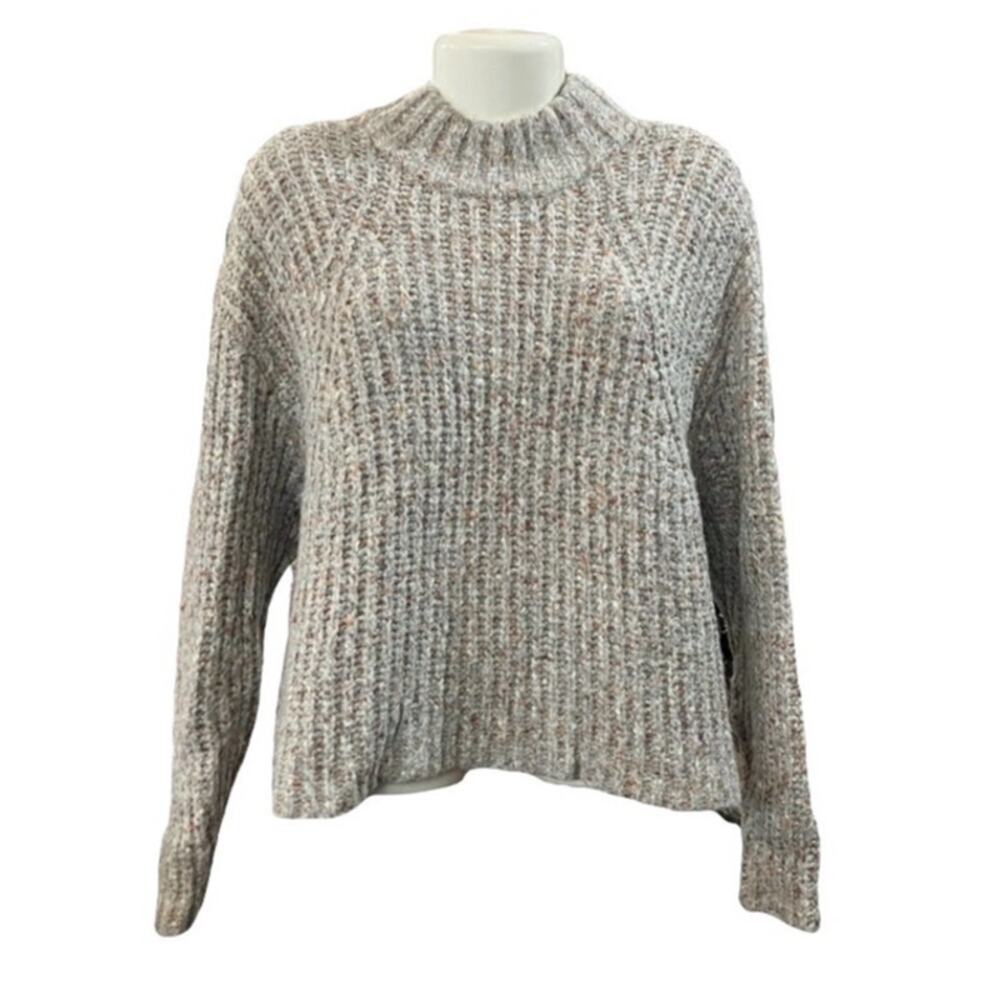 A New Day Women's Gray High Neck Long Sleeve Cropped Warm Sweater | Size XL